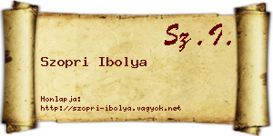Szopri Ibolya névjegykártya